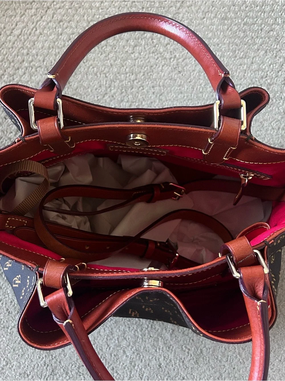 Dooney & Bourke Gretta Brenna Satchel Crossbody - Brown T-Moro